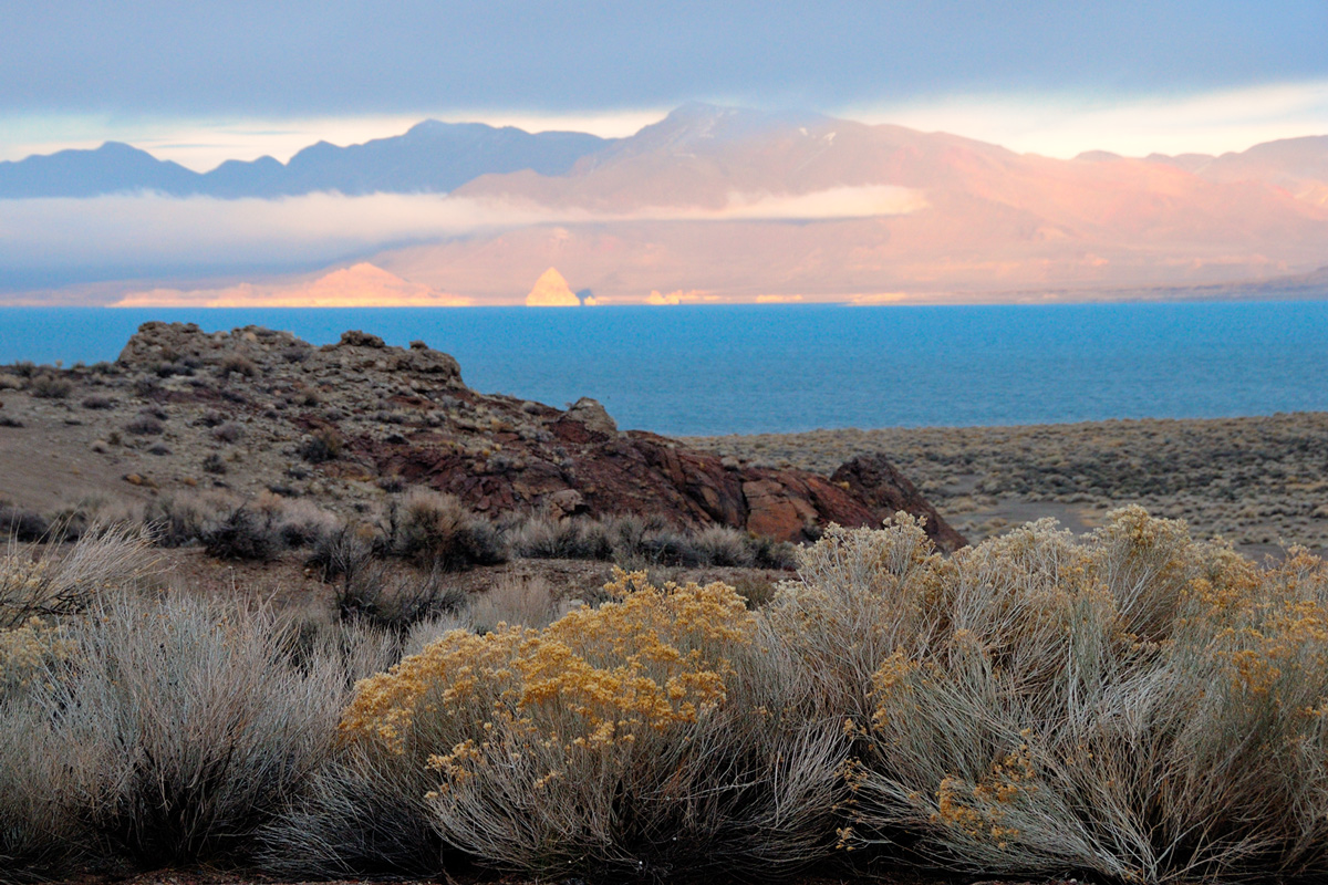 Pyramid Lake at sunset