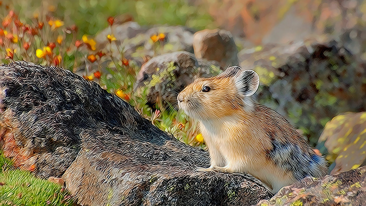 Pika and Wildflowers