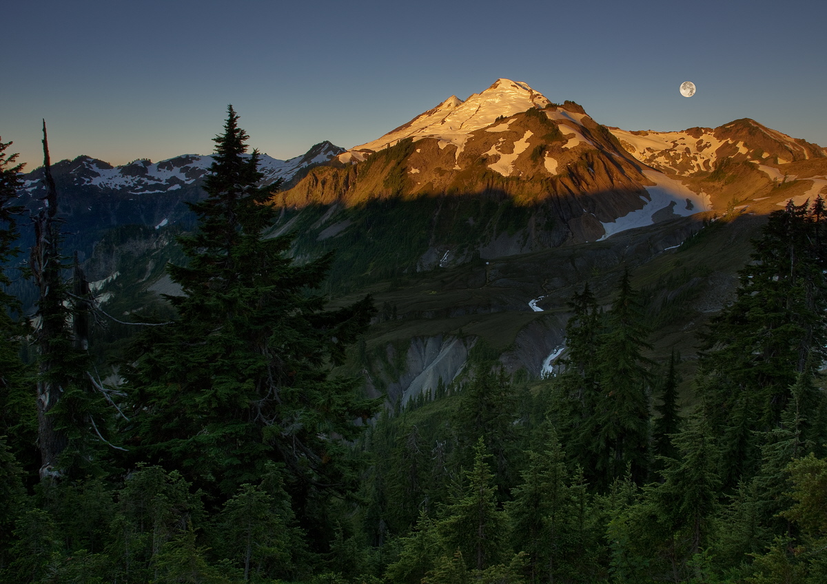 Moonset, Sunrise, Baker