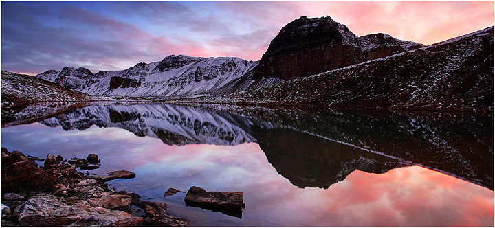 Alpine lake sunset