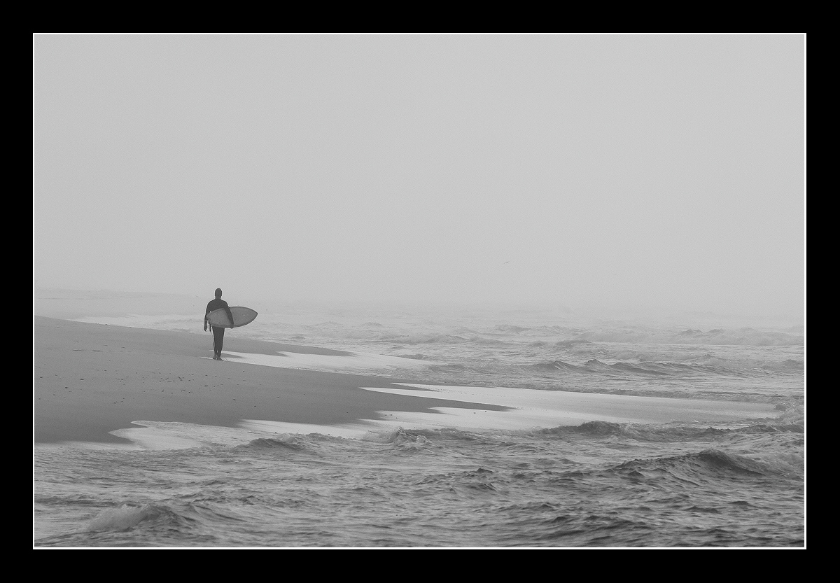 Lone Surfer - Foggy Dawn