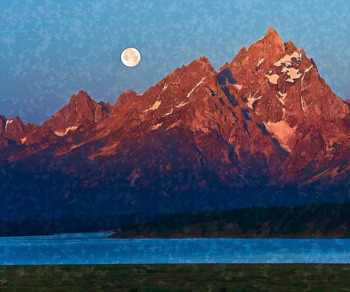 Moonset Over Grand Teton