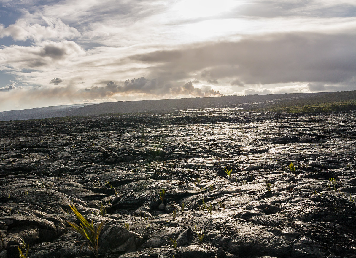 Backlit volcano