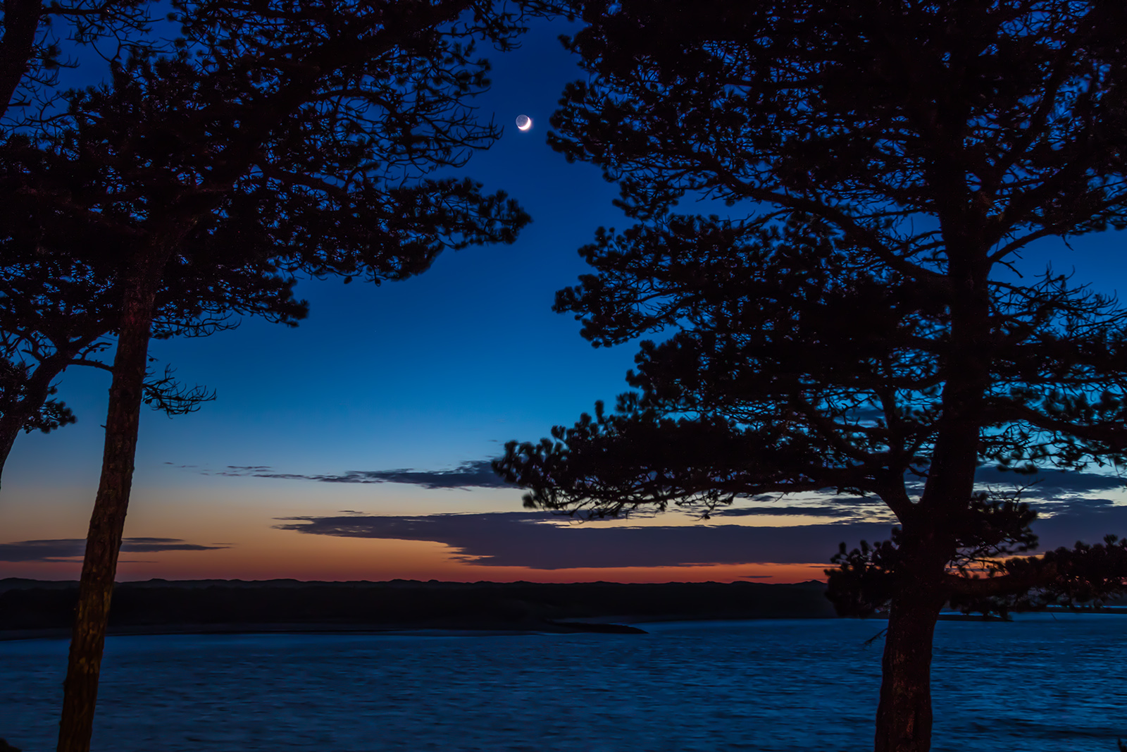 Crescent Moon and Sunset